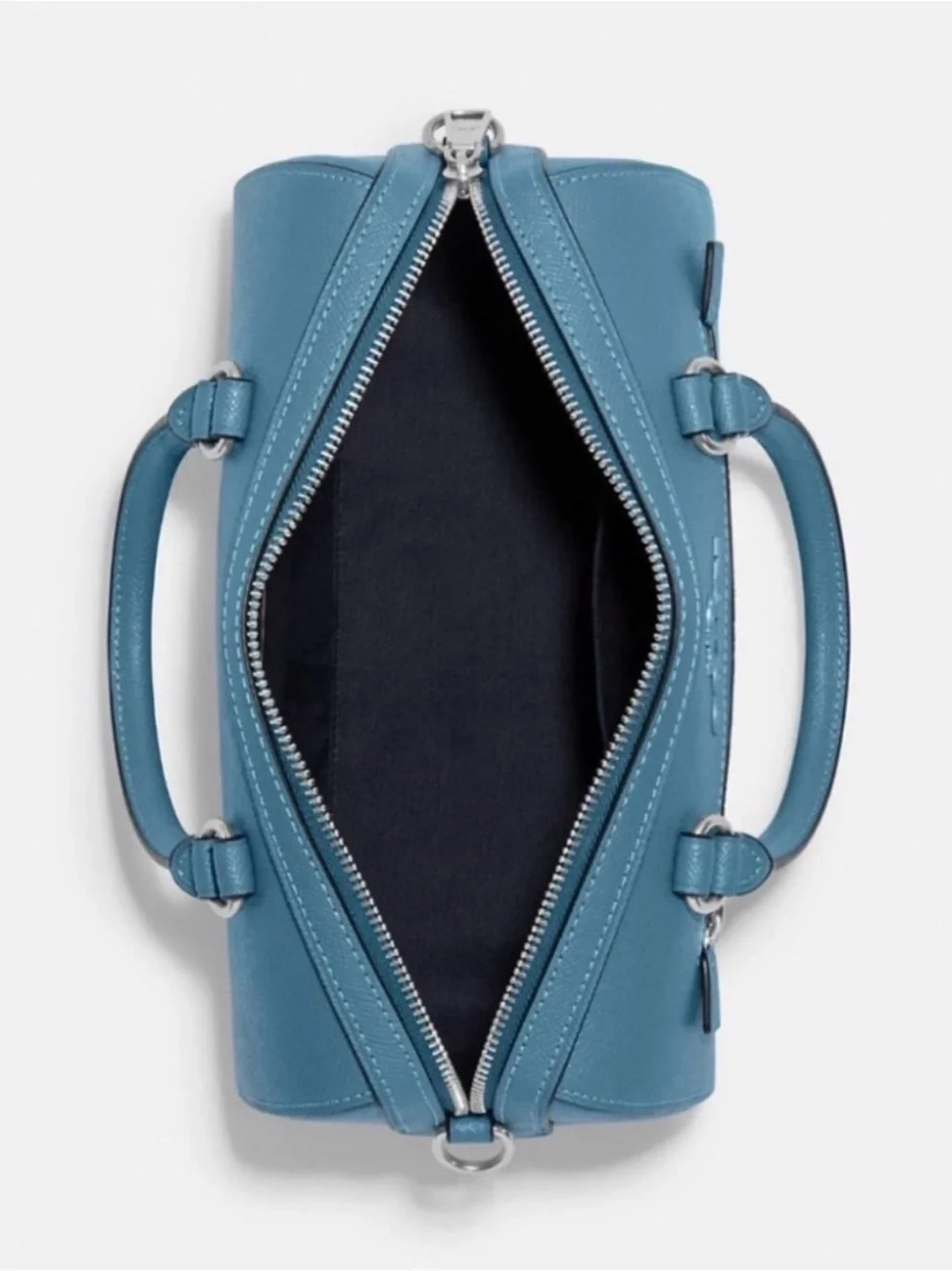 Coach Rowan Turquoise Blue Pebbled Leather Satchel with Gold Hardware
